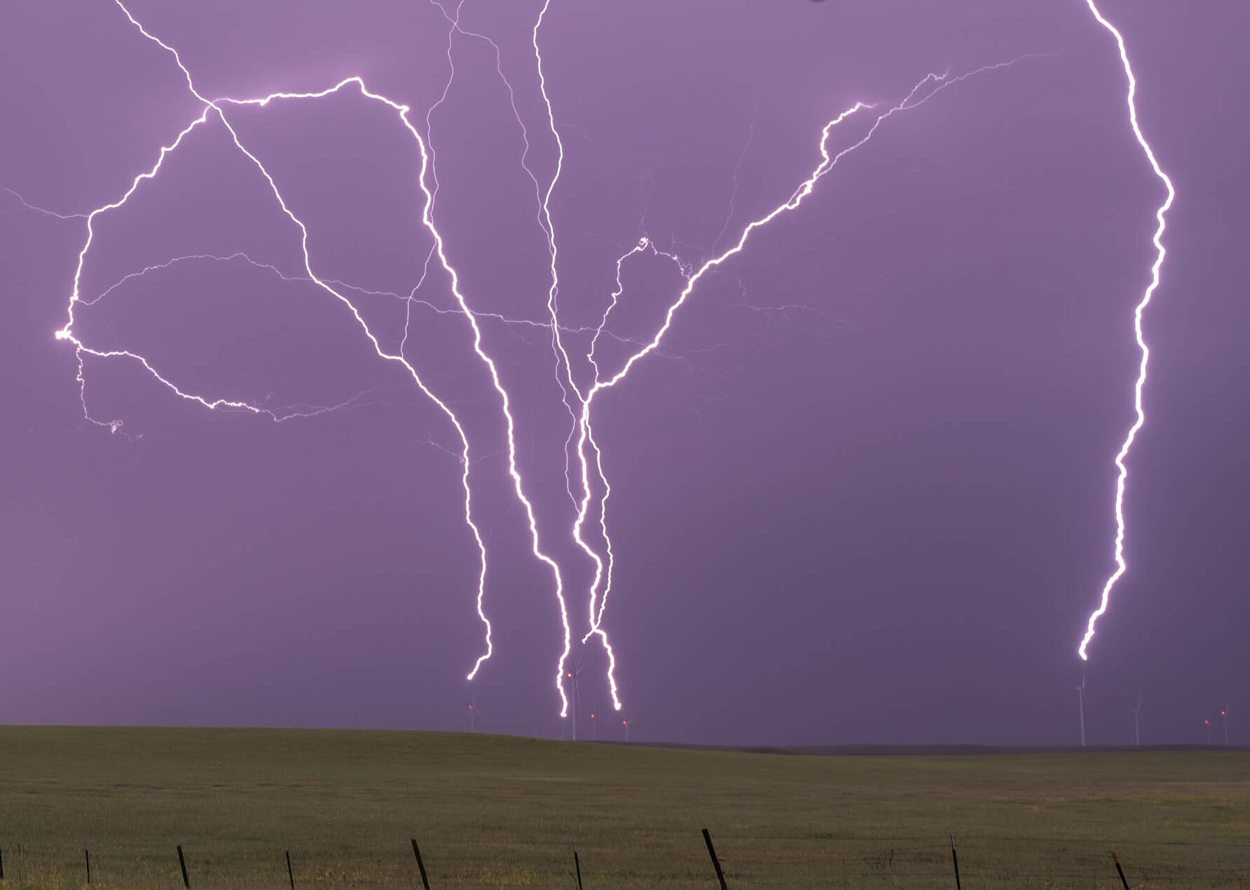 multiple lightning strikes wind farm