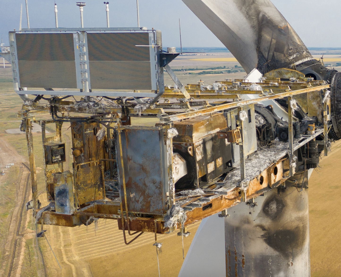 wind nacelle with lightning damage